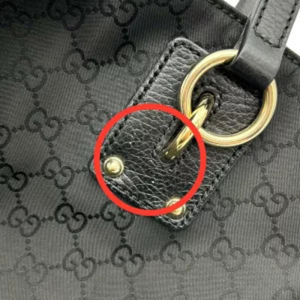 Gucci Shoulder Bag Canvas x Leather Black Tote